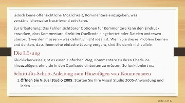 So fügen Sie Kommentare zu Check-ins in Visual Studio 2005 mit Visual SourceSafe hinzu