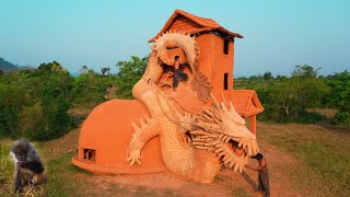 Build The Amazing Dragon King On The House By Traditional Technique Skills