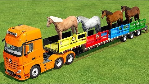 TRANSPORT OF COLORS ! GIANT HORSE LOADING ON LOW LOADER with RAMP ! Farming Simulator 22