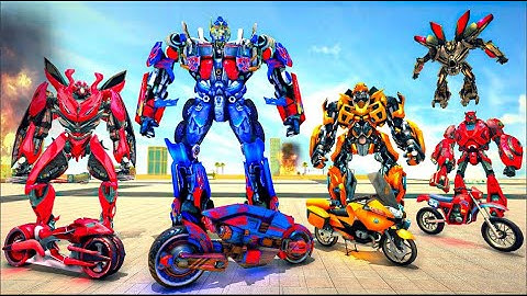 Optimus Prime Release Bumblebee Grand Robot Bike Transform City Attack Android Gameplay