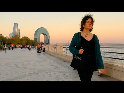 Bakı, Dənizkənarı bulvarda Piyada Gəzinti Turu (Oktyabr 2022) Baku, Azerbaijan | Walking tour -4k-