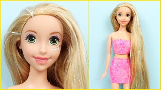 CUTE DOLL HAIRSTYLES CHANGE AND HOW TO MAKE GLITTER PINK CLOTHES EASY DIY AT HOME