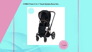 CYBEX Priam 3-in-1 Travel System Rose Gold with Brown Details Baby Stroller - Premium Black