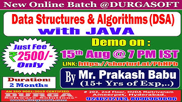 Data Structures & Algorithms with JAVA Online Training @ DURGASOFT