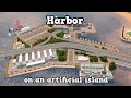 Harbor on an artificial island in Cities: Skylines