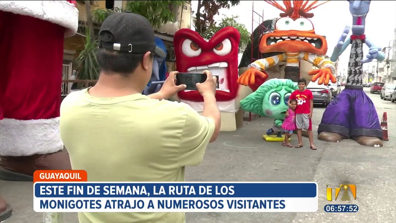 Ciudadanos de Guayaquil visitaron la tradicional Ruta de los Monigotes Gigantes