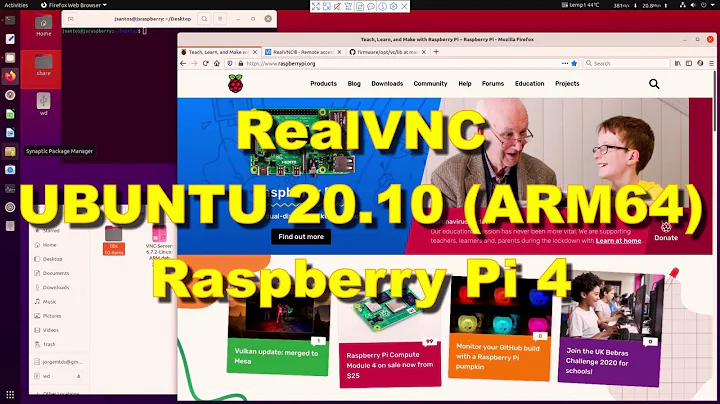 RealVNC Server on UBUNTU 20.10 (ARM64) on Raspberry Pi 4 (8GB)