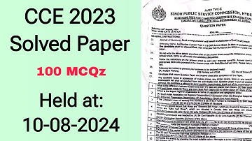 CCE 2023 Solved | SPSC CCE today paper | held 10-08-2024 | #spsc #fpsc #cce