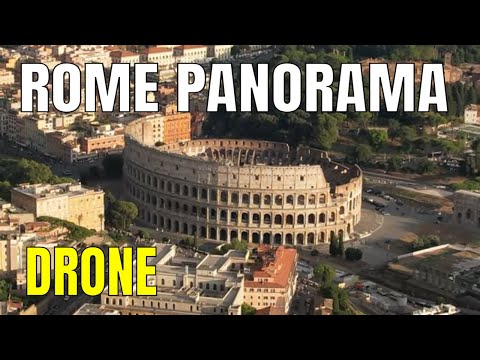 Rome Panorama. Colosseum. Aerial View, Drone Air 2S Roma, Italia 4K