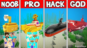 Minecraft: SUBMARINE HOUSE BUILD CHALLENGE - NOOB vs PRO vs HACKER vs GOD in Minecraft