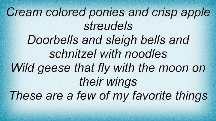 Andy Williams - My Favorite Things Lyrics