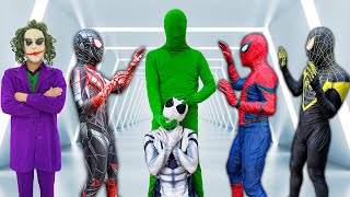 TEAM SPIDER-MAN IN REAL LIFE vs BAD GUY TEAM || ALL SUPERHEROES vs Mystery GREEN-MAN ( Live Action )