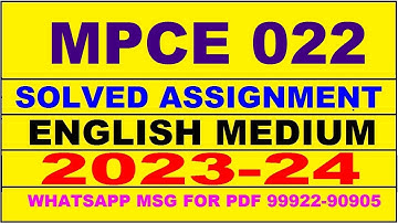 mpce 022 solved assignment 2023-24 | mpce 22 solved assignment in english 2024 | mpce 22 2024