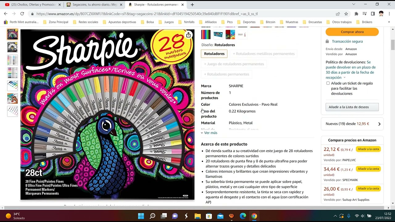 Chollo!! 12 rotuladores permanentes Sharpie sólo 8.76€.- Blog de Chollos