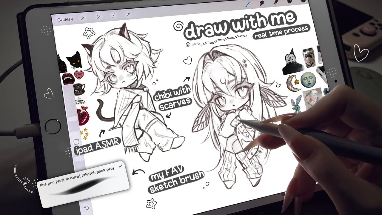 HOW I draw CHIBI characters ⋆˚꩜｡ draw with me .ᐟ [ procreate, ipad asmr + soft music ]