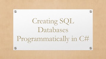Creating SQL Databases Programmatically in C#