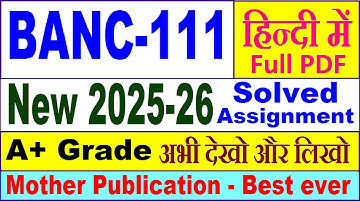 BANC 111 solved assignment 2025-26 in Hindi || banc 111 solved assignment 2026 || ignou banc111