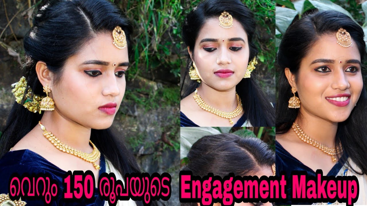 Engagement Makeup&Hair style/വെറും150 രൂപയുടെ  Makeup products//Malayalam /Saranya'sbeautyvlogs