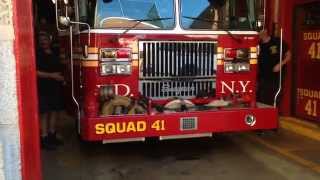FDNY SQUAD 41 BEING PREVENTED FROM RESPONDING BY ILLEGALLY PARKED BRIGHTSIDE ACADEMY SCHOOL VAN.