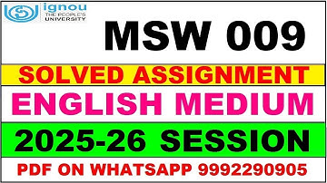 MSW 009 solved assignment 2025-26 in English || msw 009 solved assignment 2026 || msw9 2025-26