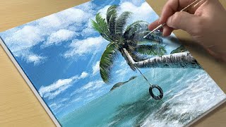 Easy Way to Paint a Paradise Beach / Acrylic Painting for Beginners