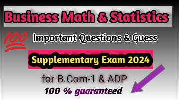 Most Important Questions of Business Math & Statistics B.Com-1 || Guess Business Math & Statistics
