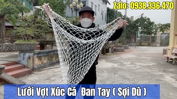 Lưới Vợt Xúc Cá Sợi Dù .Đan Tay Thủ Công, Sợi Dù Lớn ( Cao 90cm - Vành 50cm…)