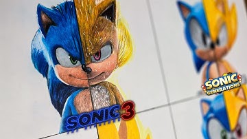 Drawing SONIC The Hedgehog - Normal vs Super in 4 Different Styles
