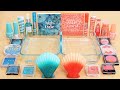 Teal vs Coral - Mixing Makeup Eyeshadow Into Slime ASMR