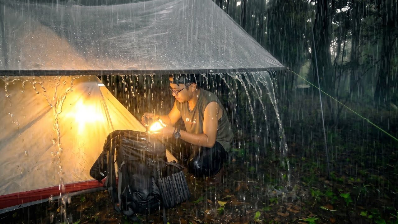 HEAVY RAIN Camping in a Warm Tent 🌧️ Relaxing Nature Sounds for Sleep ...
