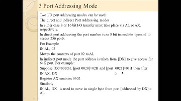 Microprocessor Lecture 9 port addressing mode