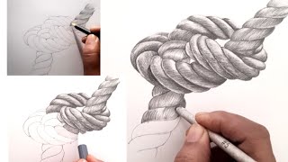 Realistic rope knot drawing || pencil sketch...✍️ || @shade2shape