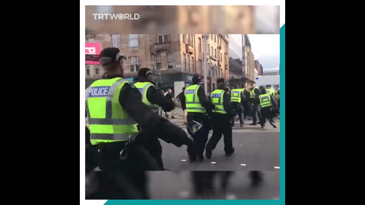 Unrest in Glasgow after far right group interrupts pro refugee protest
