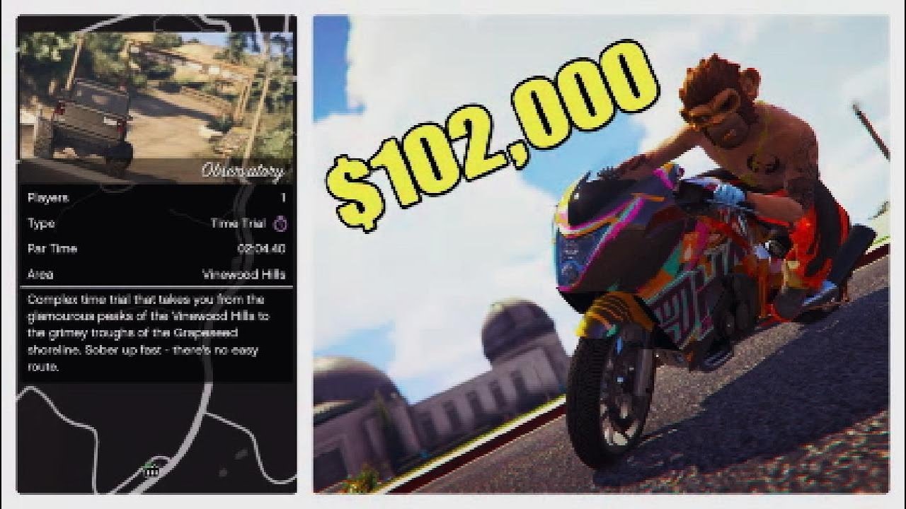 GTA 5 Online : This weeks regular time trial - “Observatory" - $102,000 🏍️💨