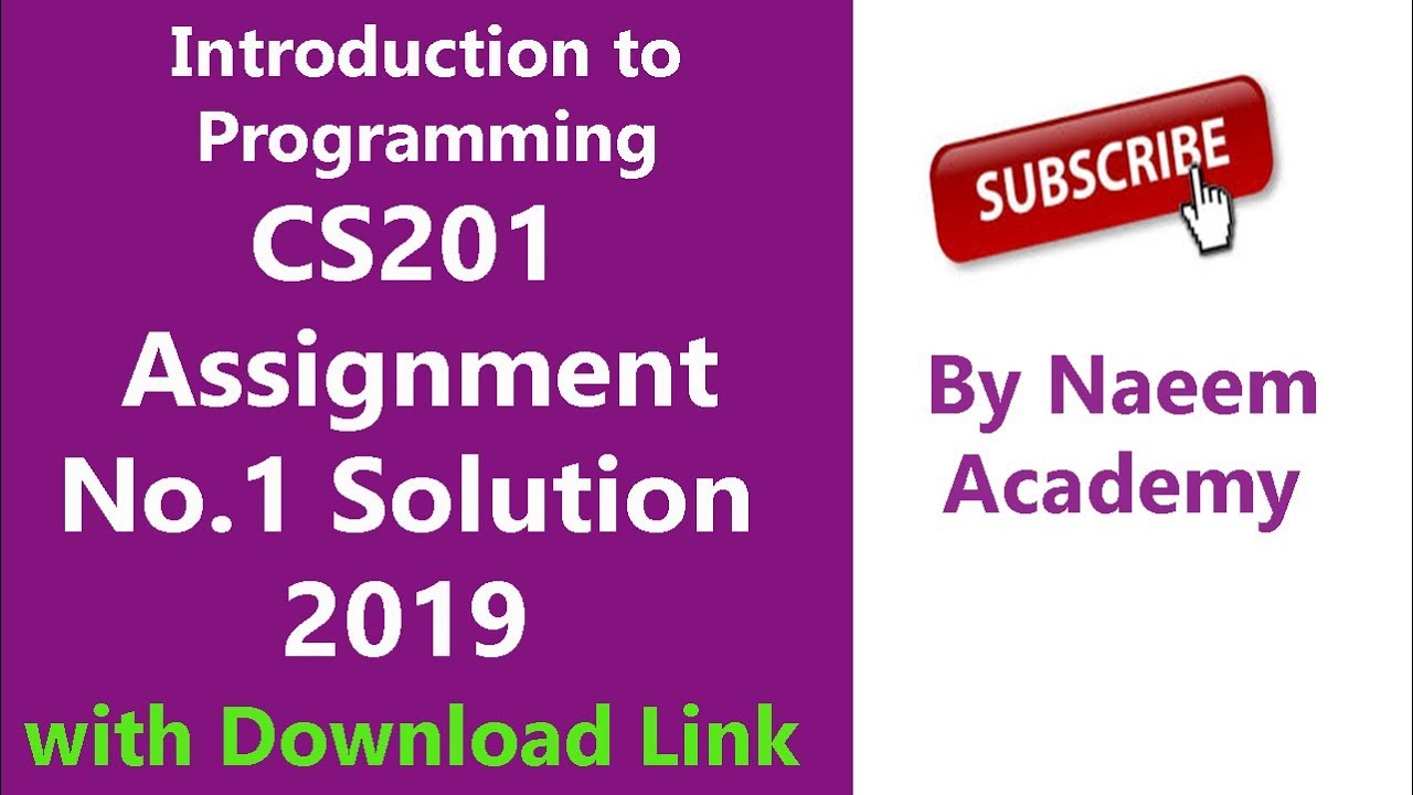 cs201 introduction to programming assignment 1