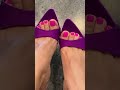 Close-up of purple heels and pink toenails – side to side view ✨ #mules #toes #heels