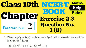 Polynomials | Class 10th Chapter 2 Exercise 2.3 Question 1 (ii) NCERT CBSE