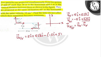 Two particles are projected simultaneously from two points \( O \) and \( O^{\prime} \) such tha...