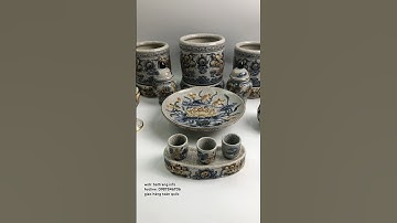 Bộ đồ thờ dành cho ban Chung cư, men rạn đắp nổi cao cấp Bát Tràng