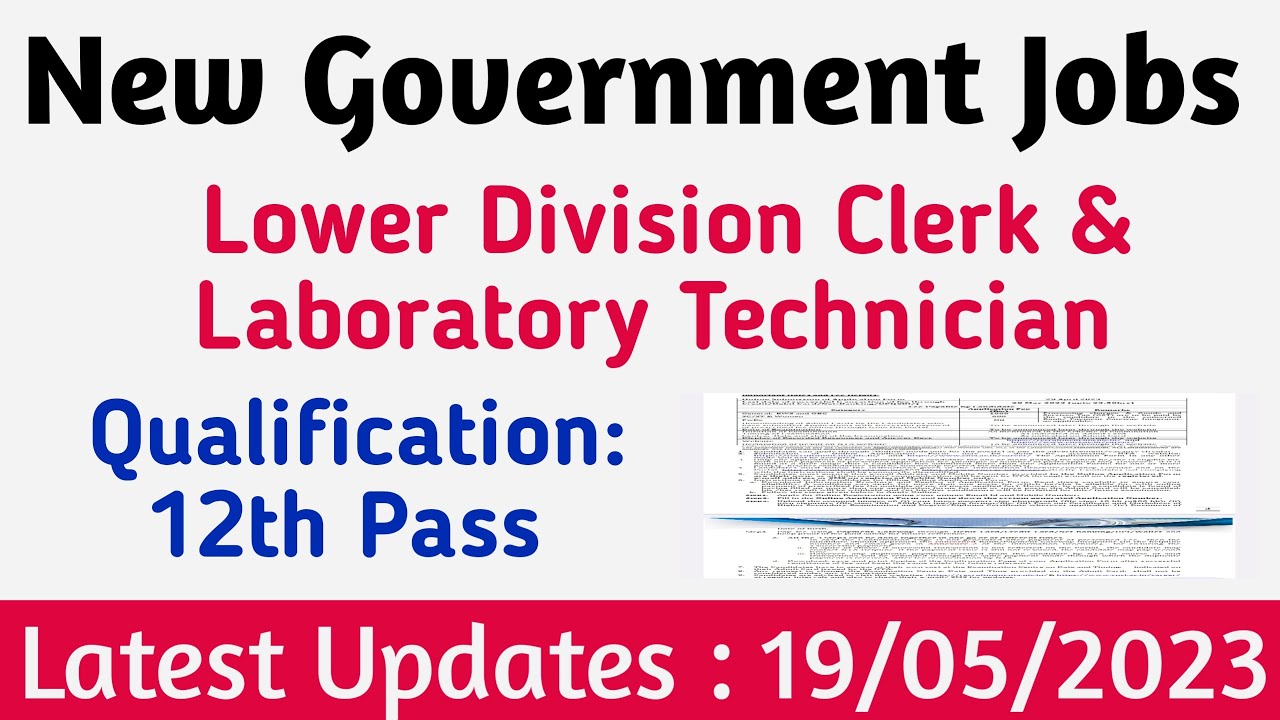 New Government Jobs 2023 |` Lower Division Clerk & Laboratory ...