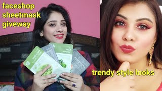 *faceshop sheet mask giveaway (close) *||collab giveway with trendy style looks || shystyles