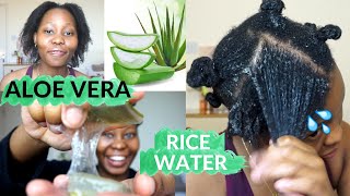 BEST pre-poo for 4C natural hair - ALOE VERA + RICE WATER  for GROWTH &amp; MOISTURE