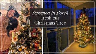 Screened in Porch Christmas Tree Decorating | Decorating Fresh Cut Christmas Tree by Miss Annie 299 views 5 months ago 18 minutes