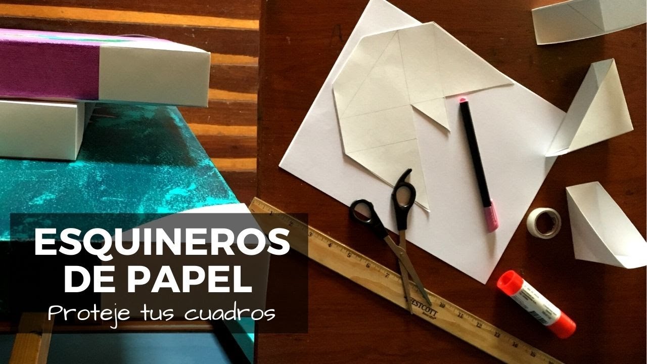 Cómo hacer esquineros para cuadros con una hoja de papel / How to make paper corners for artworks.