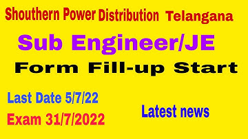 TSSPDCL Sub Engineer form Apply start 2022// Shouthern Power distribution of Telangana