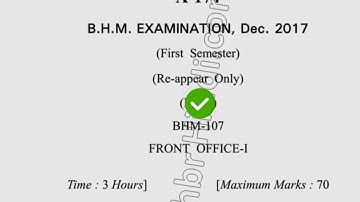 2017 Dcrust BHM 1st Sem Front Office Question Paper
