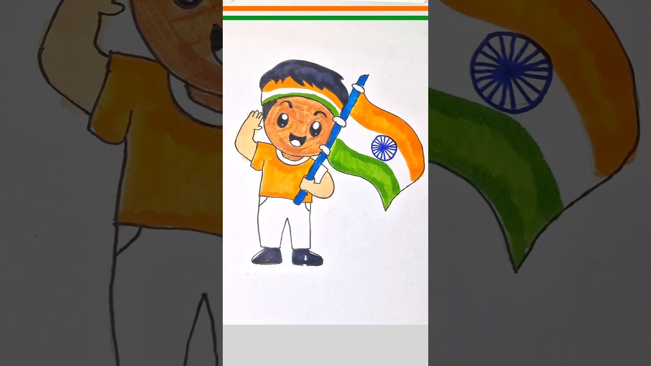 Republic Day celebration Drawing Easy Method Video 