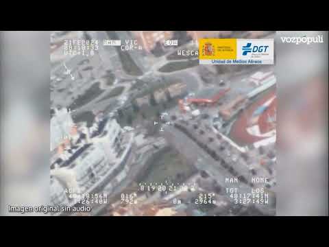 Imágenes de la DGT de las columnas de tractores desde medios aéreos en las carreteras de Madrid