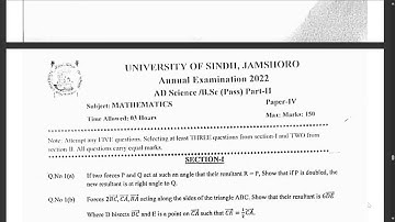 Mathematics paper 4  2022 || AD Science & BSc part 2 past paper 2022 ||  Sindh University Jamshoro