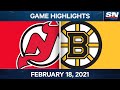 NHL Game Highlights | Devils vs. Bruins - Feb. 18, 2021